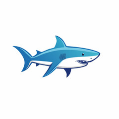 Fototapeta premium Great white shark predator fish swimming in blue ocean water, isolated on white background as an underwater vector illustration