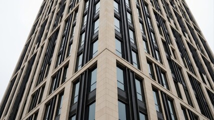 Architectural marvel - A low-angle view of a modern skyscraper.