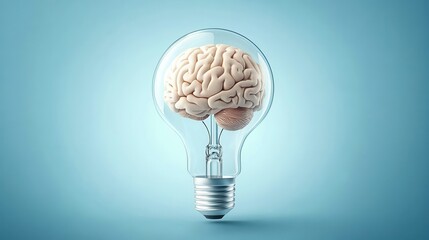 Light bulb containing a brain, symbolizing ideas and creativity.