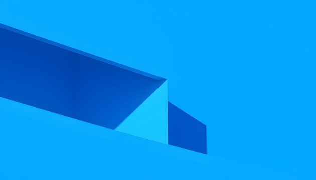 Abstract composition of blue geometric shapes creating a minimalist and modern design with strong lines and shadows.