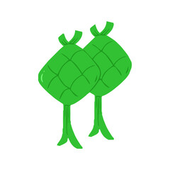 Traditional Indonesian Ketupat Rice Dumpling Hand Drawn Illustration