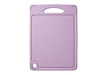Light purple plastic cutting board with handle isolated on transparent background