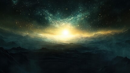 Obraz premium A breathtaking cosmic landscape showcasing stars and horizons.