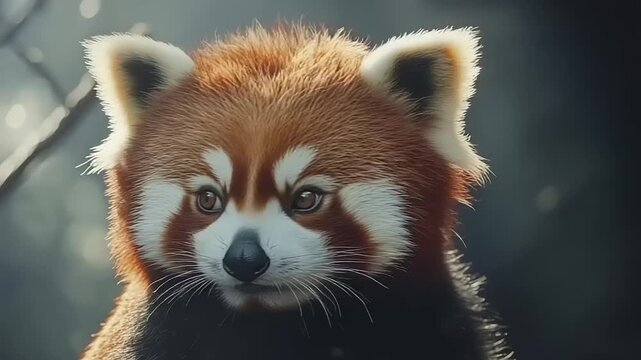 portrait of a vibrant red panda looking forward