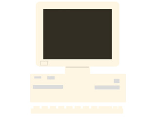 Retro computer icon with clean outline. Simple digital device illustration on transparent background.