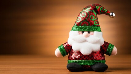 Festive Christmas Gnome Decoration with Sparkling Red and Green Outfit.
