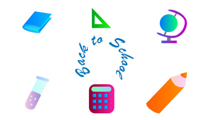 Set of educational icons. Creative back to school banner on white background, vector illustration.