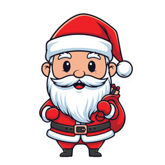 Adorable Chibi Santa Claus Illustration with Bright Holiday Colors