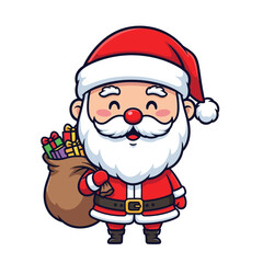 Cute Chibi Santa Claus Vector with Oversized Head and Festive Colors