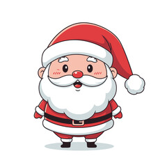 Kawaii Santa Claus Character with Round Shapes and Cute Expression
