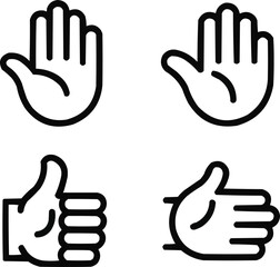 Obraz premium Hand Waving Outline Icons Set Hello, Goodbye, and Greeting GesturesHand Waving Outline Icons Set Hello, Goodbye, and Greeting Gestures