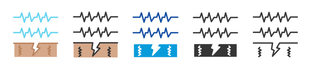 seismic waves icon set multi style various collection