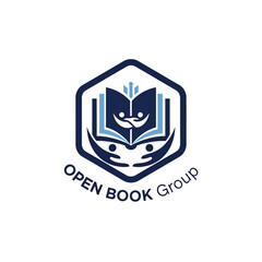 Open Book Group logo featuring open book and hands holding it.