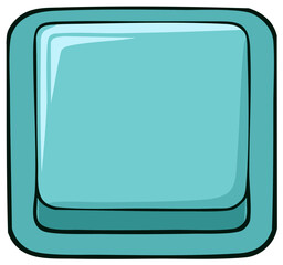 Illustration of a Teal Button - Square Form, Simple Rounded Design with Outline