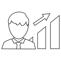 male employee performance improvement line icon