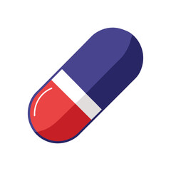 Red and Blue Pill Capsule on White Background medicine drug