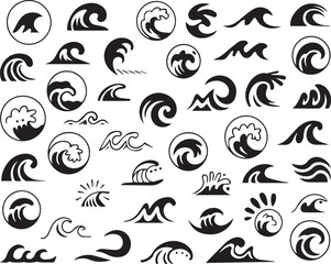 Naklejka premium Black and white vector icons set with floral and decorative elements