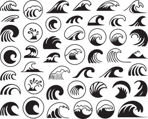Black and white vector icons set with floral and decorative elements