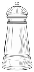 Stylized Outline Illustration of a Tall Pepper Mill with Rounded Top