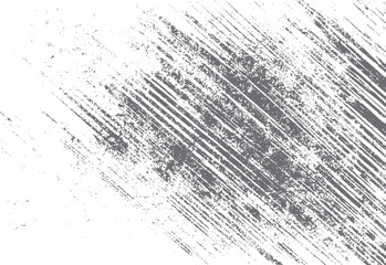 Fototapeta premium Grey distressed diagonal brush strokes and speckle texture on white background abstract graphic grunge