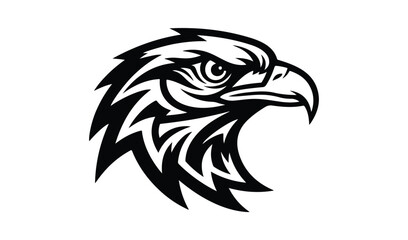 Fototapeta premium Tribal eagle head graphic design black and white