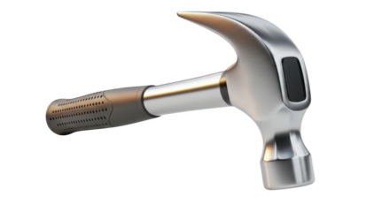 Steel claw hammer tool isolated on white background.