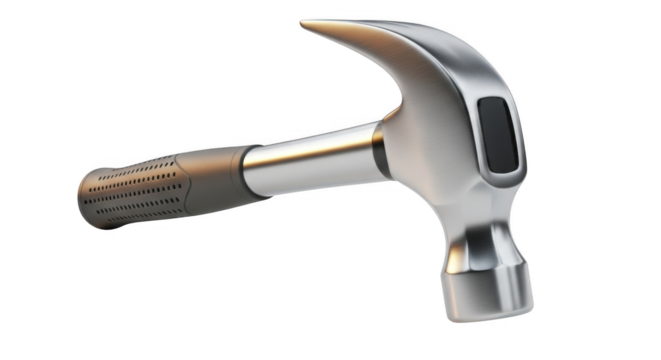 Steel claw hammer tool isolated on white background.