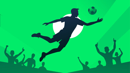 Silhouette soccer player heading the ball