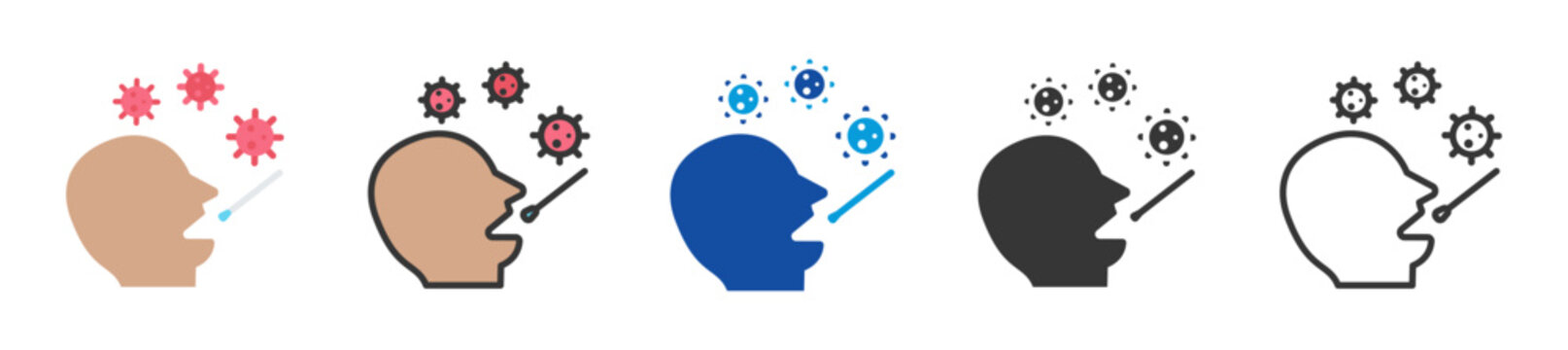 throat swab icon set multi style various collection