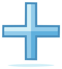 Obraz premium Blue plus sign icon representing positive increase growth and medical assistance symbol