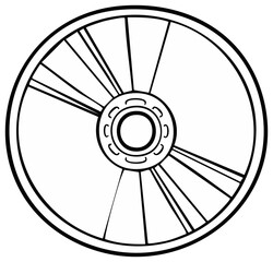 Obraz premium Detailed wheel illustration, black and white, isolated