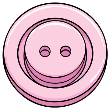 Isolated bright pink sewing button with two holes graphic element illustration
