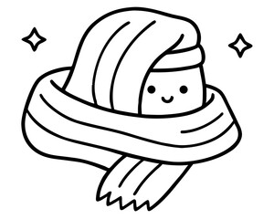 Cute marshmallow character wrapped in a cozy scarf
