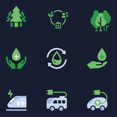 Sustainability Icons Nature, Energy, and Recycling Visuals