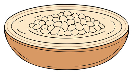 Bowl of Refried Beans Illustration Bean Dip Cartoon Creamy Beige Brown