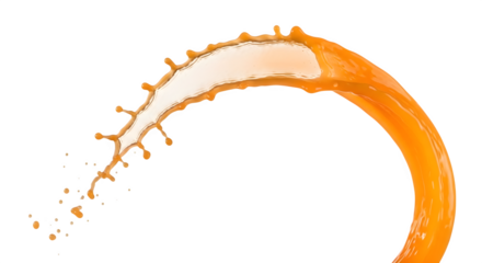 Orange liquid splash isolated on transparent background