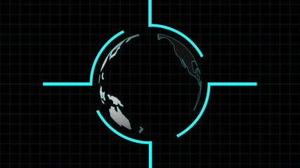 Futuristic Digital Globe with Cyan Crosshairs and Grid animated Background earth world. Animated digital globe with cyan crosshairs and moving global grid interface, perfect for tech videos. - Powered by Adobe