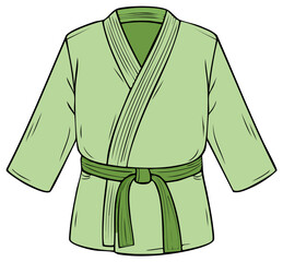 Fototapeta premium Illustrated green martial arts uniform, Judo gi with a wrapped belt.