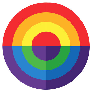 Circular Rainbow Design Divided by Half with Red Orange Yellow Green Blue and Purple Spectrum