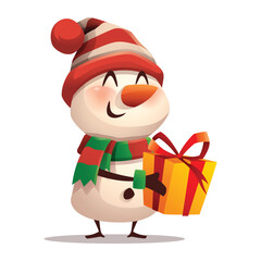 Snowman with Christmas Present Gift