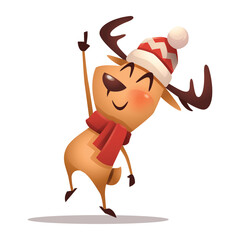 Christmas Reindeer Pointing Upward with Joy © ori-artiste