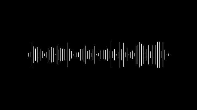 Sound waveform spectrum animation audio equalizer loop on Black background. animated sound visualizer, audio waves rhythm overlay 4k.
