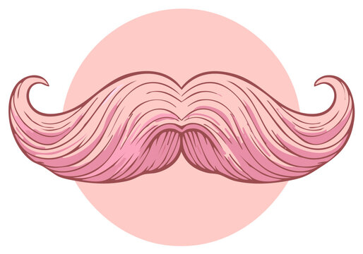 Pink mustache illustration over a pink circle, vector illustration, creative design