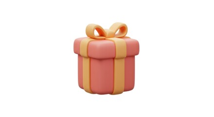 Delightful Pink Gift Box with Yellow Ribbon and Bow.