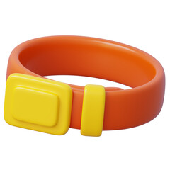 3d orange cartoon belt with a yellow buckle for businessman