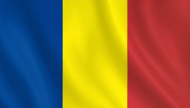 Romania flag with vertical blue, yellow, and red stripes symbolizing unity and national identity.