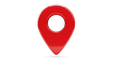 Red Location Pin Icon on White Background for Maps.