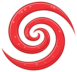 Red Spiral Abstract Design with Glossy Texture, Elegant Curved Shape, Isolated