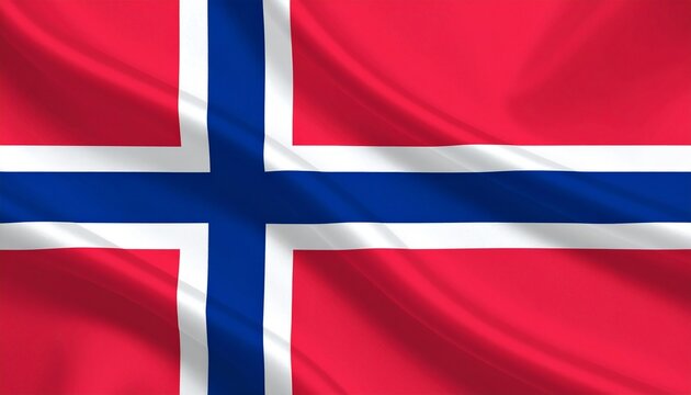 Norway’s flag with a red field and a blue Nordic cross outlined in white—symbolizing Scandinavian heritage and national pride.