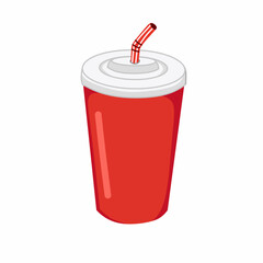vector illustration of  soda plastic cup with straw